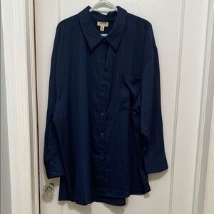 Classic Navy Button-Up Blouse